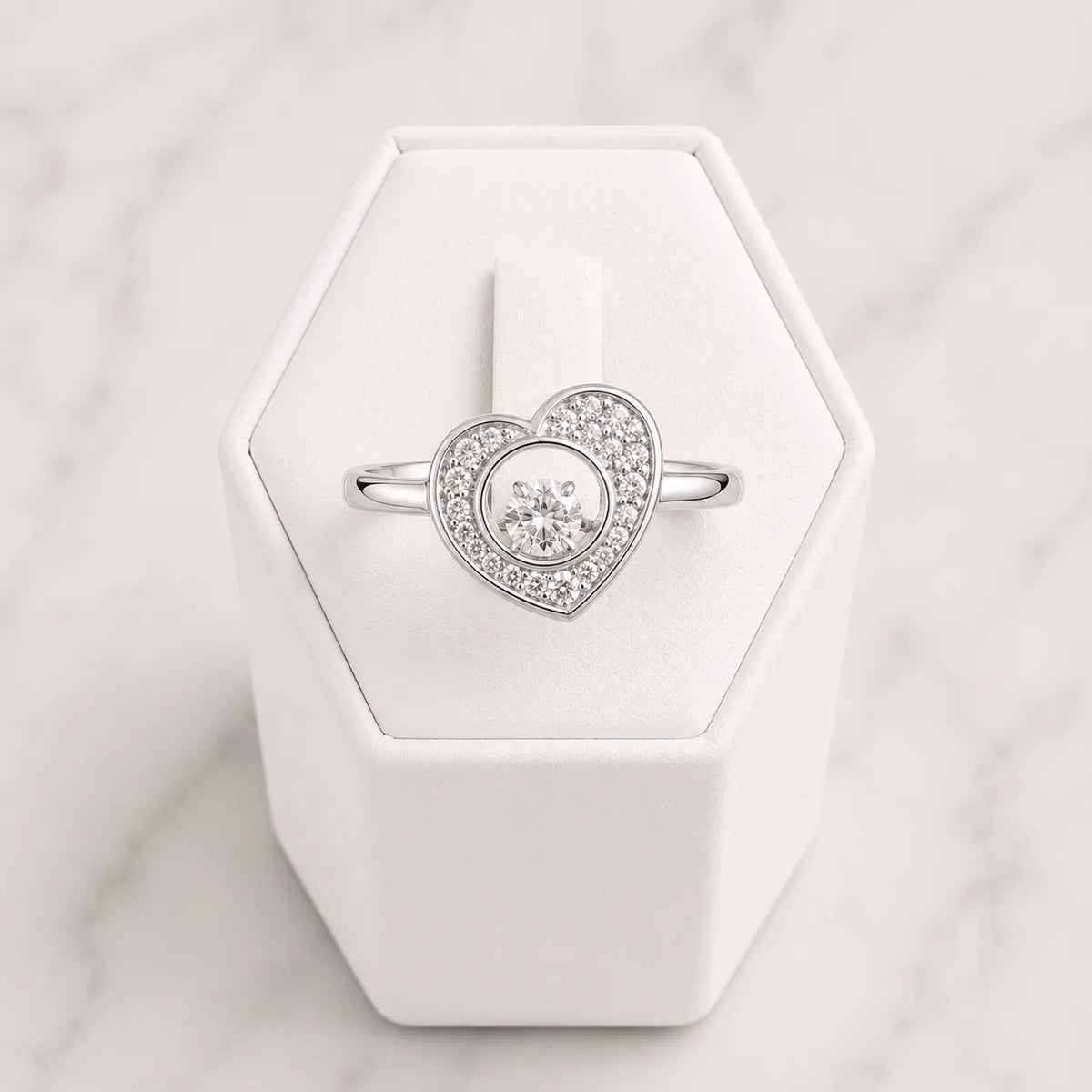 Anillo corazón microcircón - 22