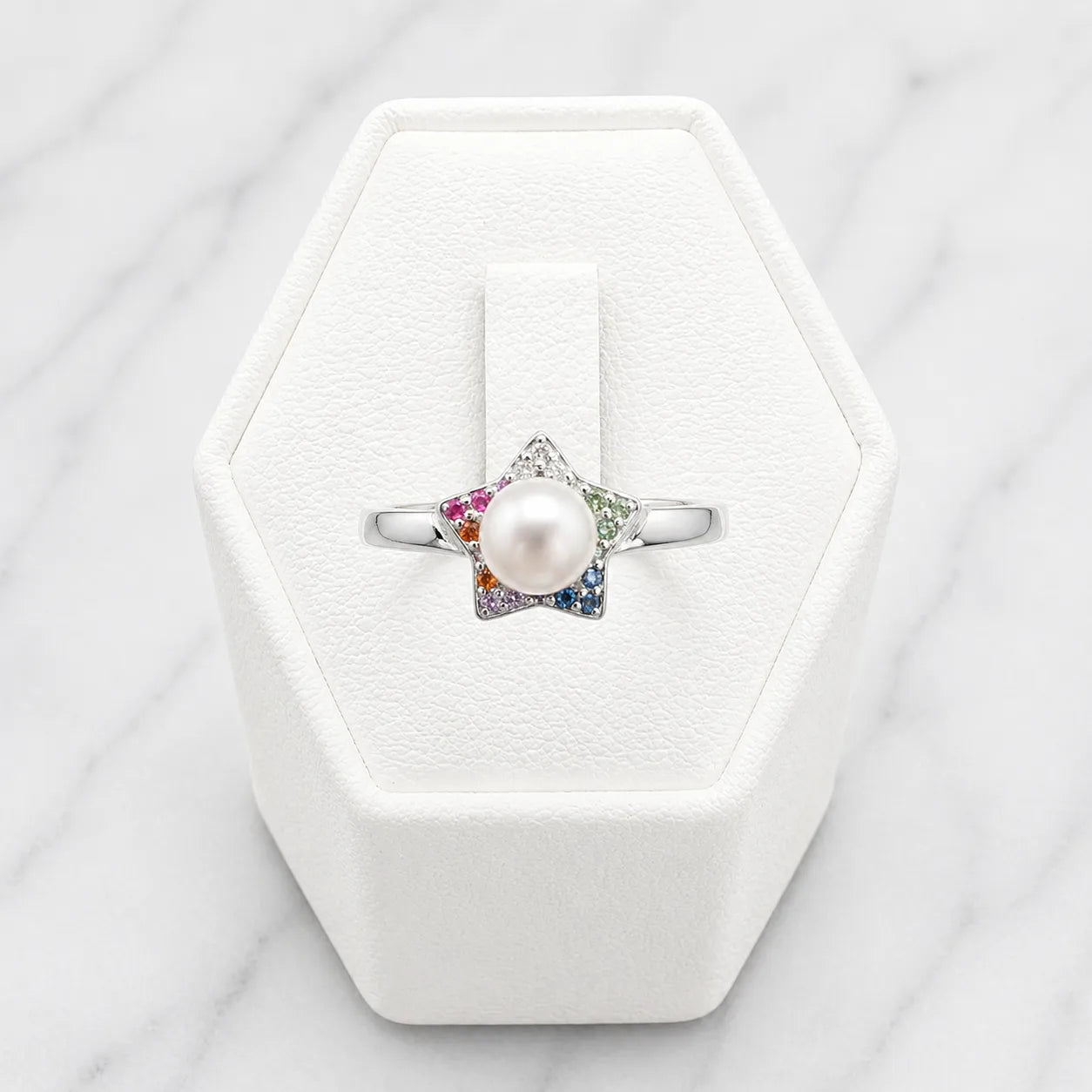 Anillo estrella perla