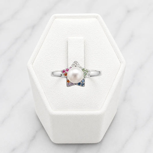 Anillo estrella perla