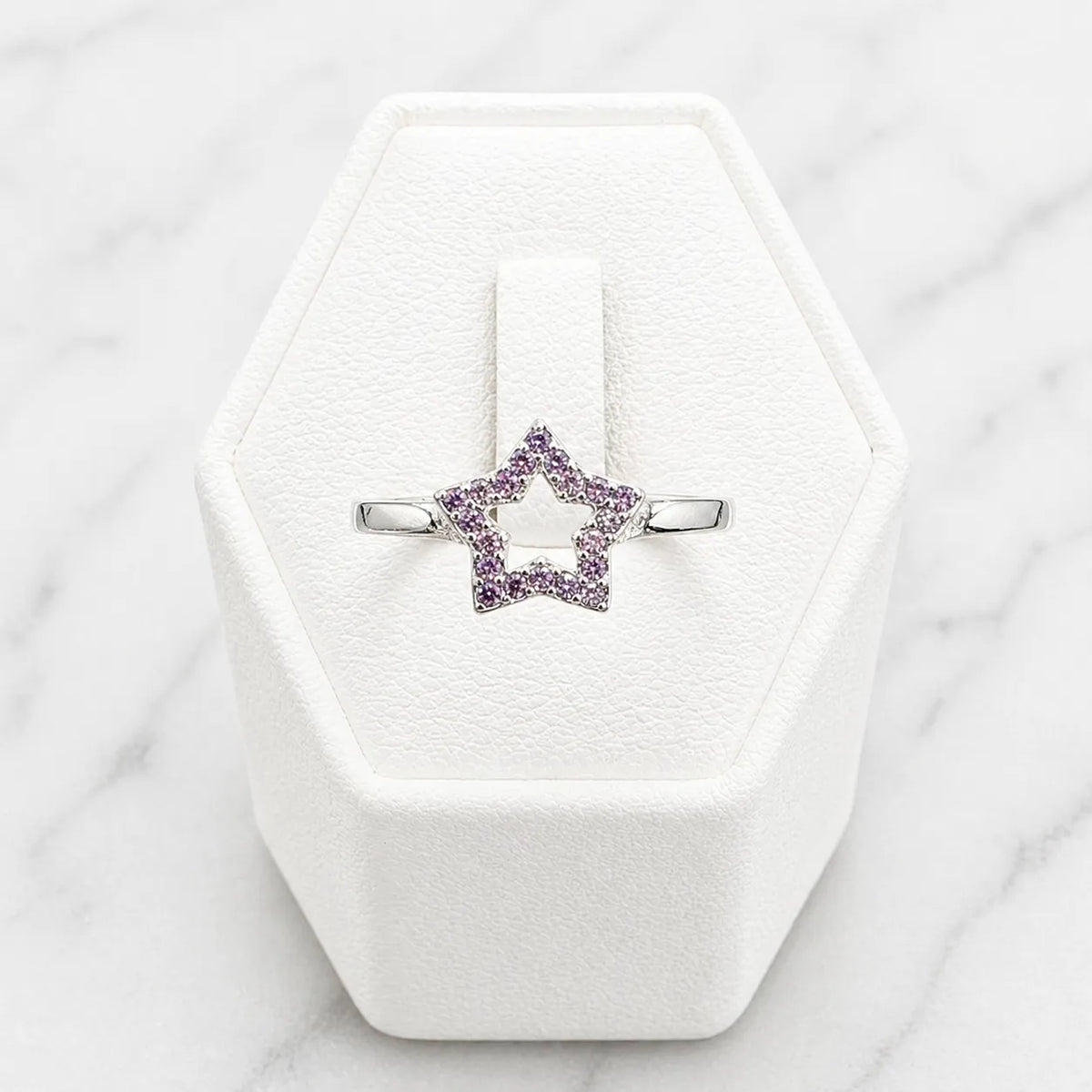Anillo estrella microcircón lavanda - 8