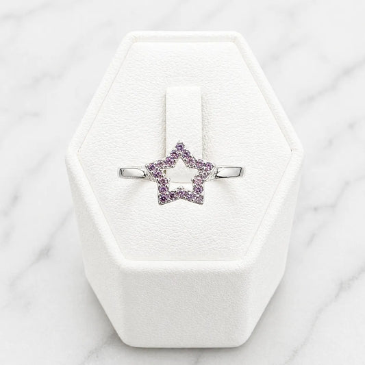 Anillo estrella microcircón lavanda