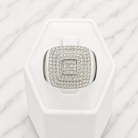 Anillo sello cuadrado circón