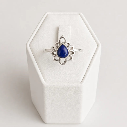 Anillo piedra natural gota azul