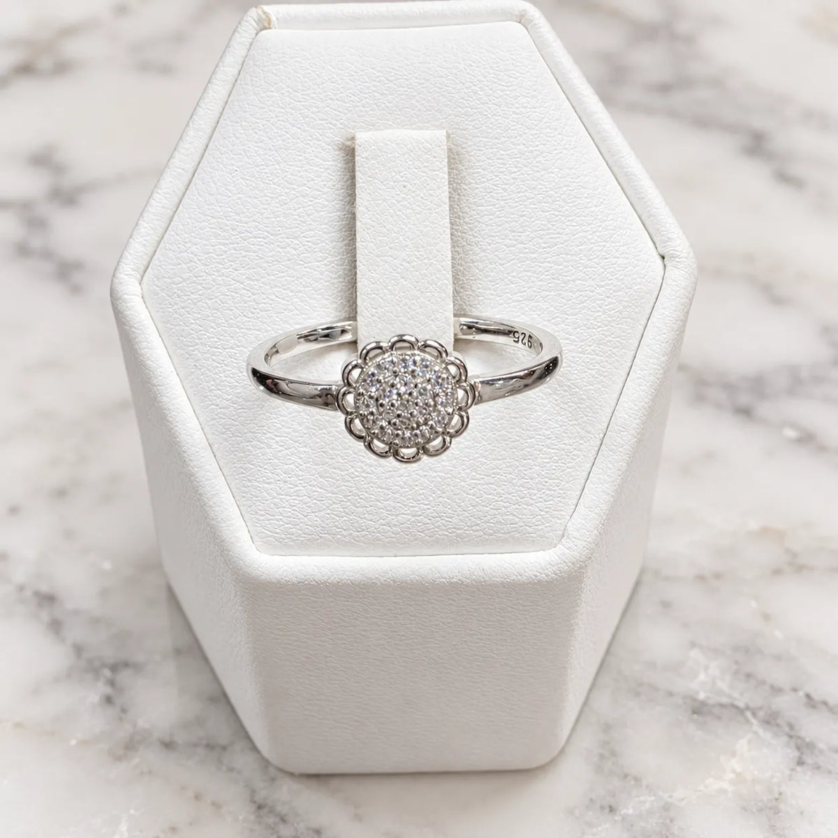 Anillo flor microcircón - 15