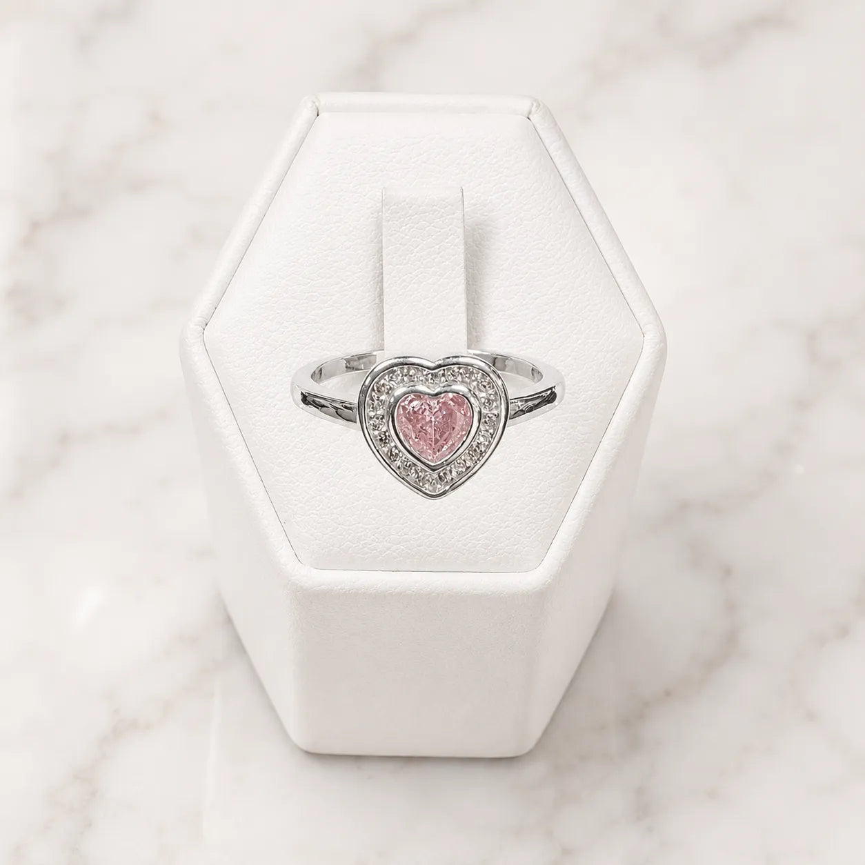 Anillo solitario circón rosado
