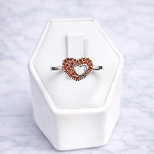 Anillo corazón microcircón naranja