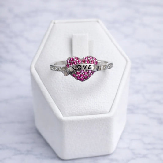 Anillo corazón fucsia love