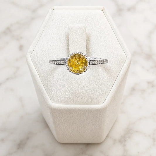 Anillo solitario circón amarillo