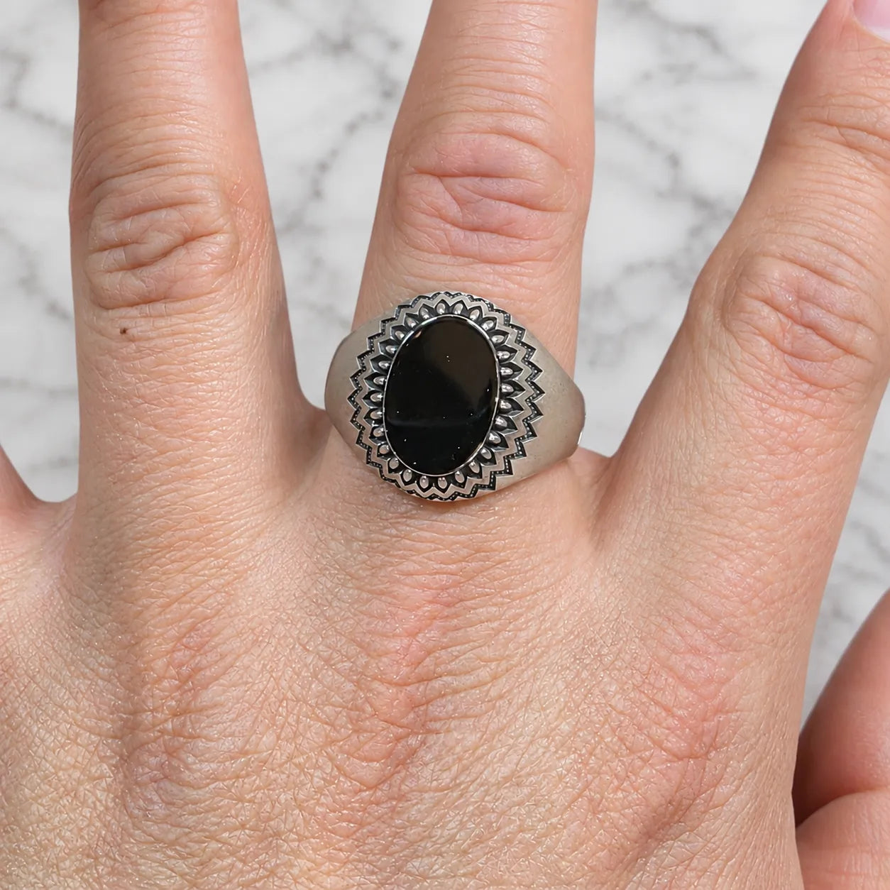 Anillo sello onix envejecido