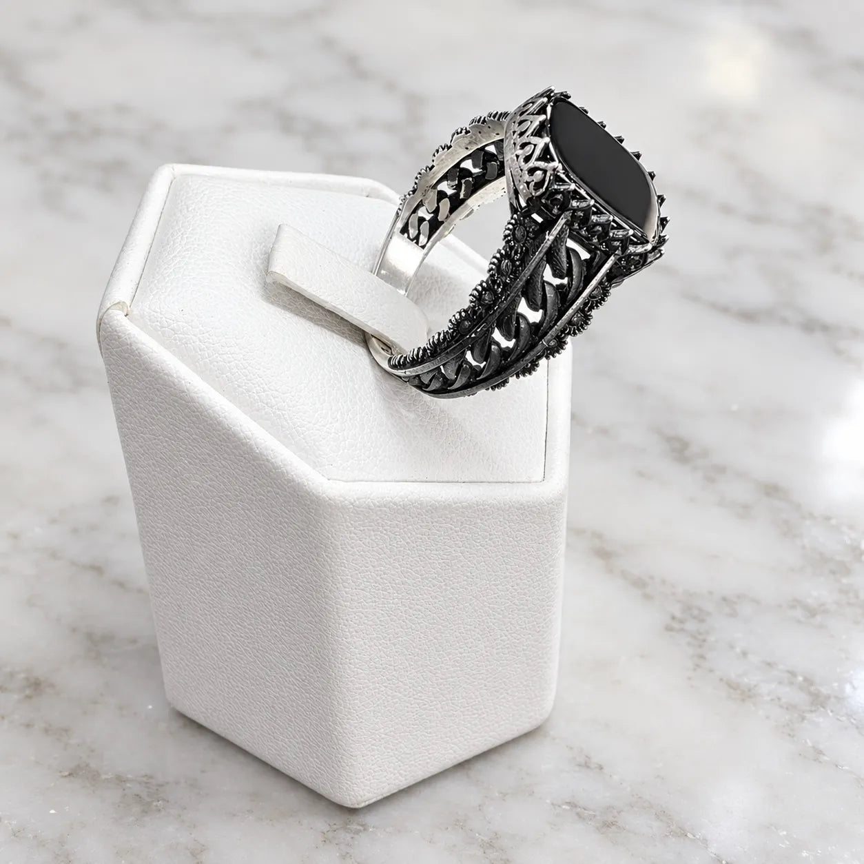 Anillo sello envejecido onix