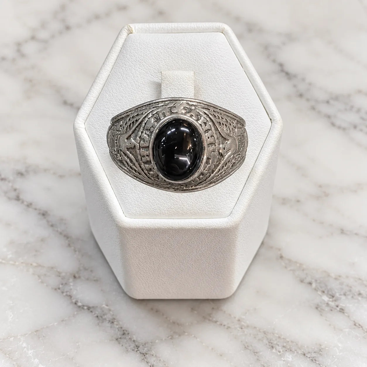 Anillo sello envejecido ovalado onix