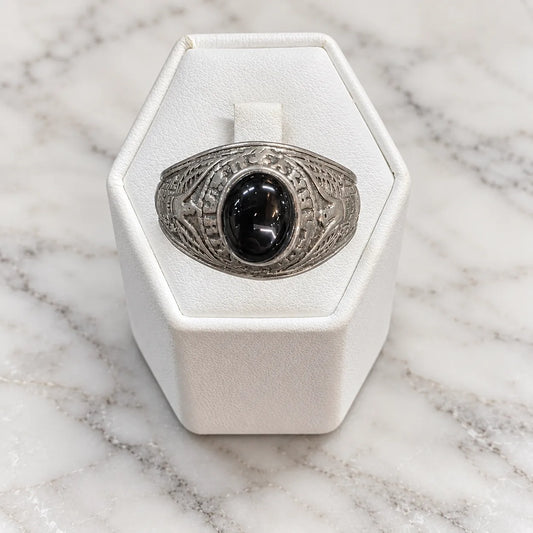Anillo sello envejecido ovalado onix
