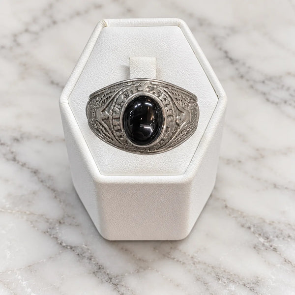 Anillo sello envejecido ovalado onix