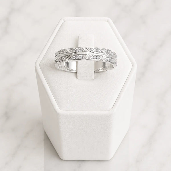 Anillo hoja microcircón