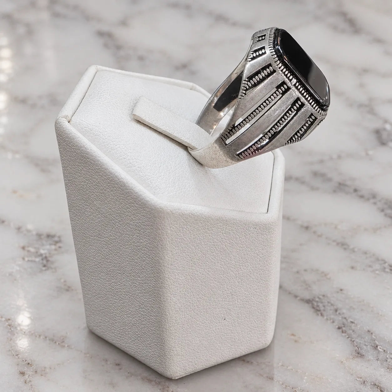 Anillo sello envejecido onix