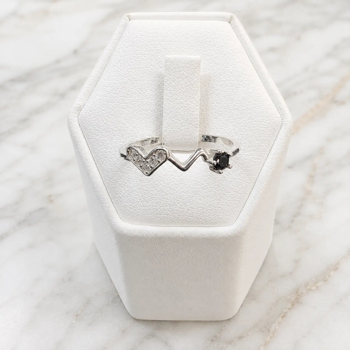 Anillo corazón circón onix - 16