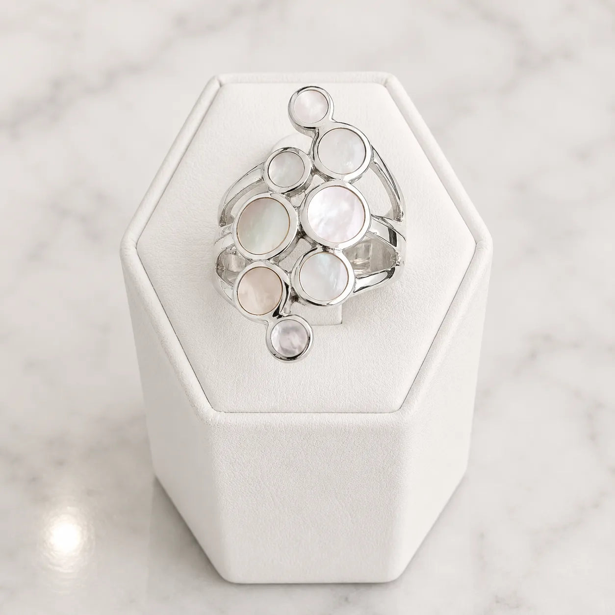 Anillo burbujas nacar