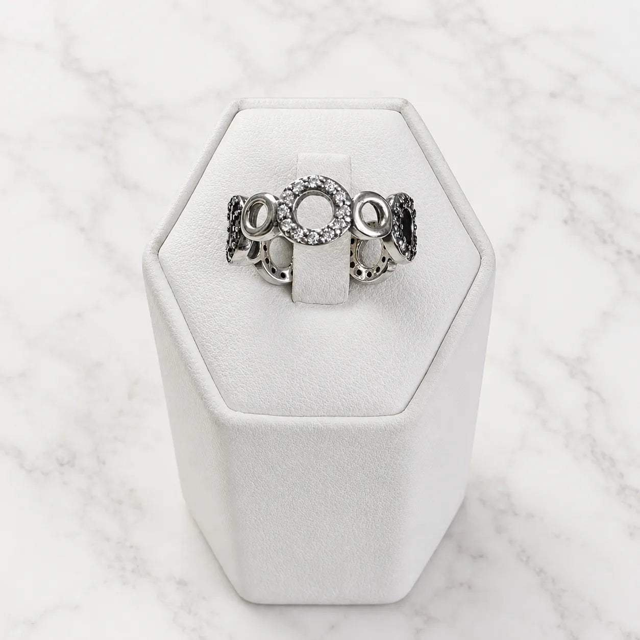 Anillo circulos rodio