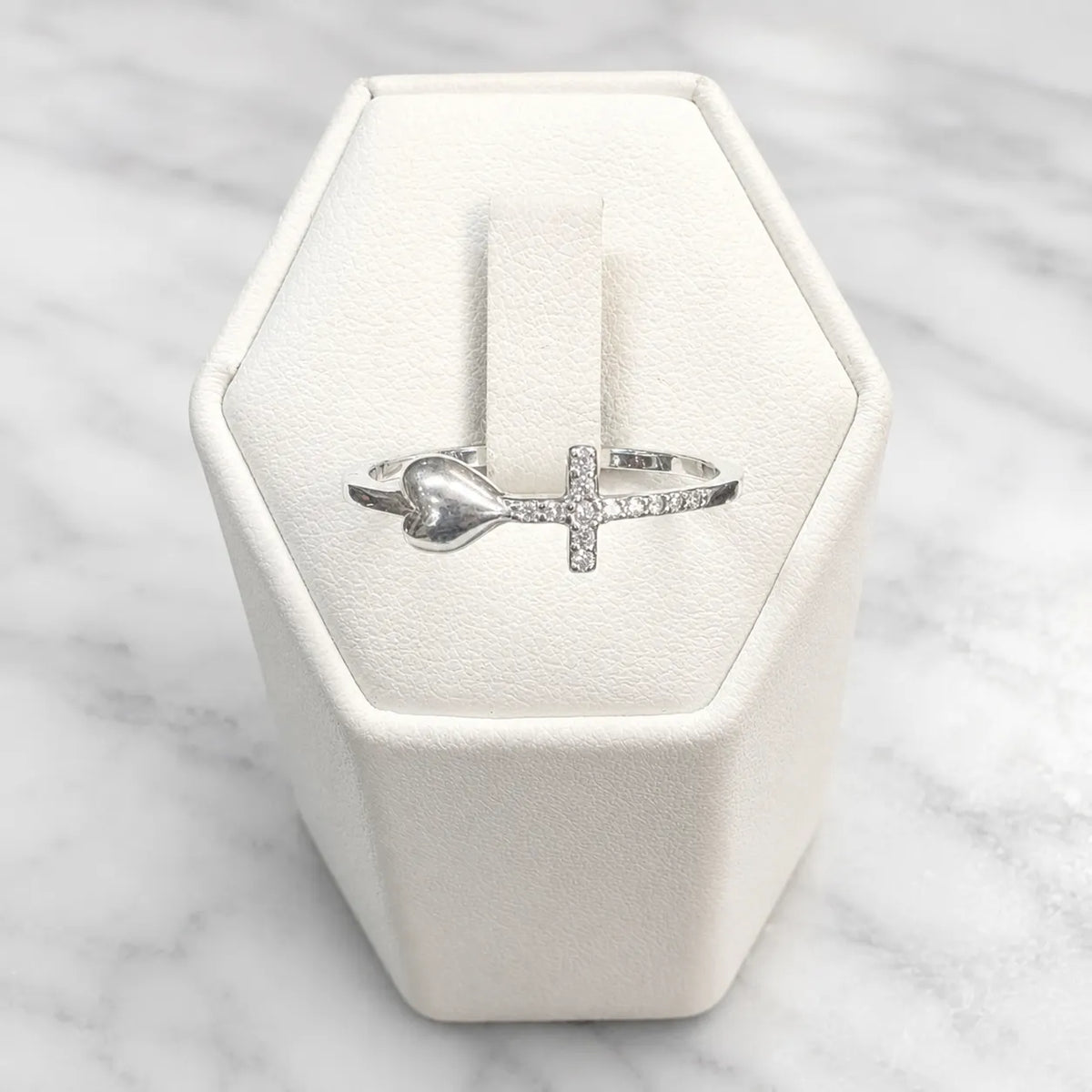 Anillo corazón cruz - 16