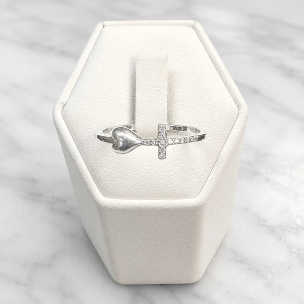 Anillo corazón cruz