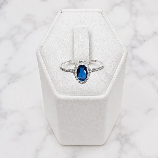 Anillo solitario azul