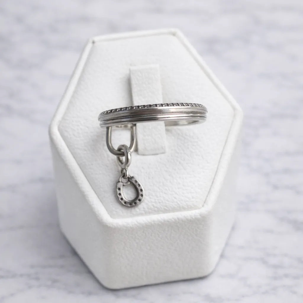 Anillo circón colgante herradura