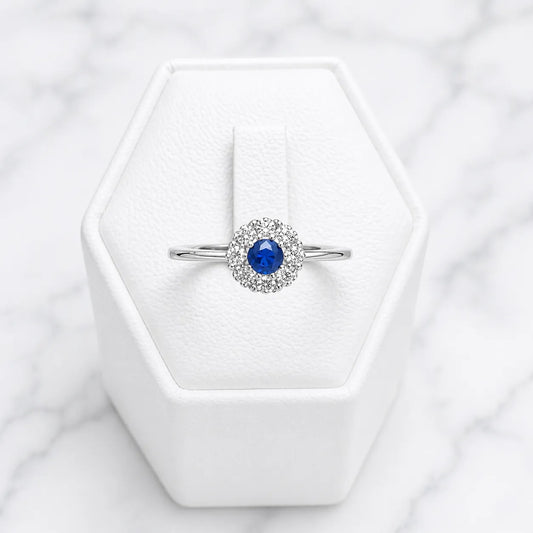 Anillo solitario circón azul