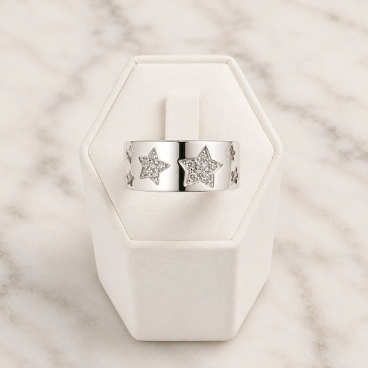 Anillo ancho estrellas microcircón