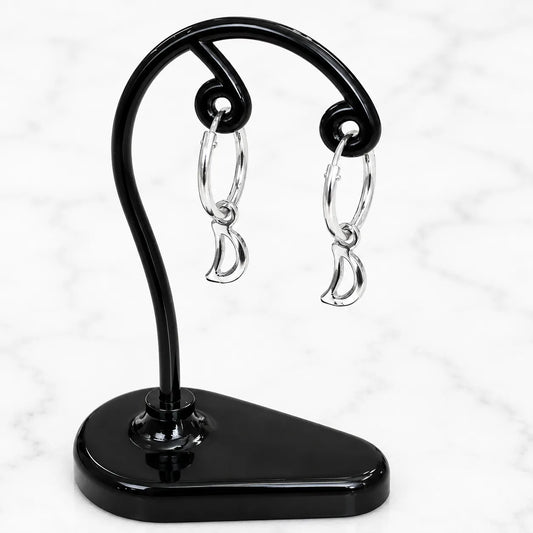 Aros argollas con colgante luna calada 14mm