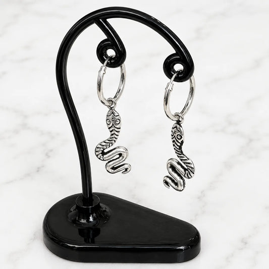 Aros argollas con colgante serpiente 12mm