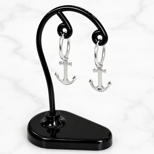 Aros argollas con colgante ancla 12mm