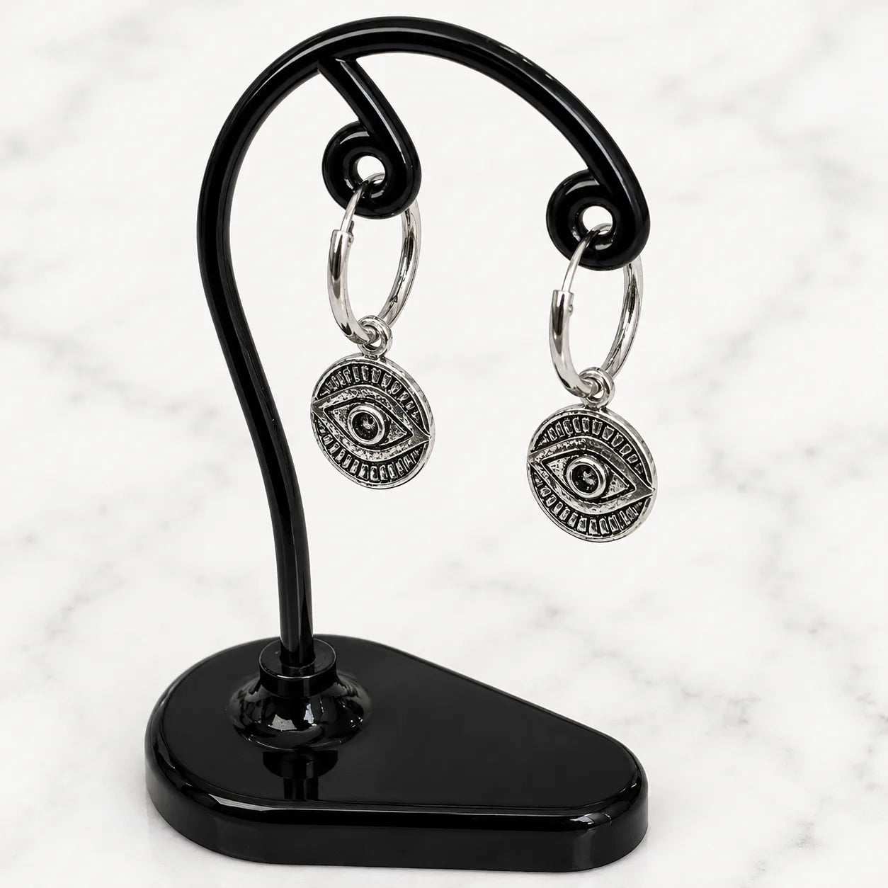 Aros argollas con colgante ojo turco 12mm