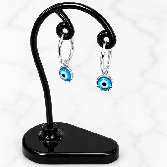 Aros argollas con colgante ojo turco 12mm