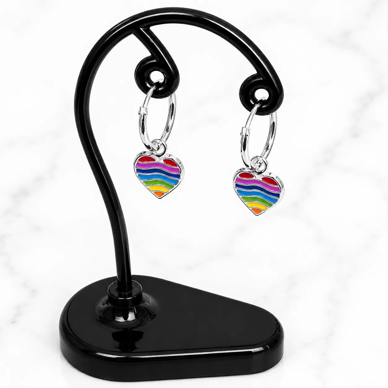 Aros argollas con colgante corazón multicolor 12mm