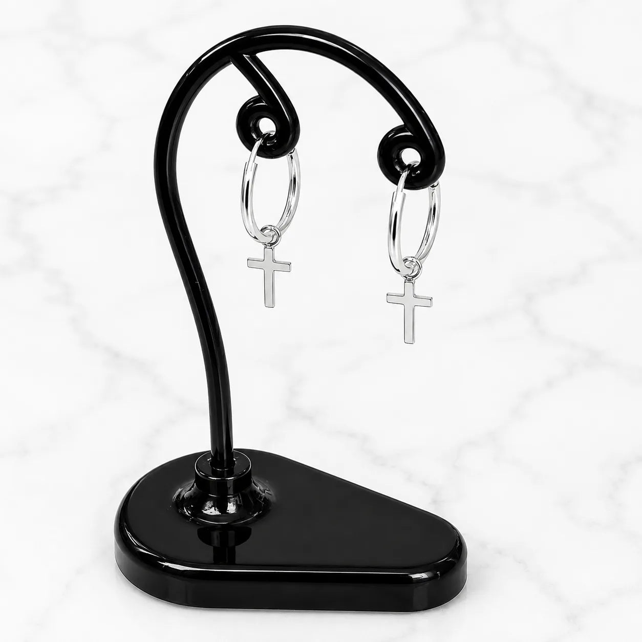 Aros argollas con colgante cruz 12mm