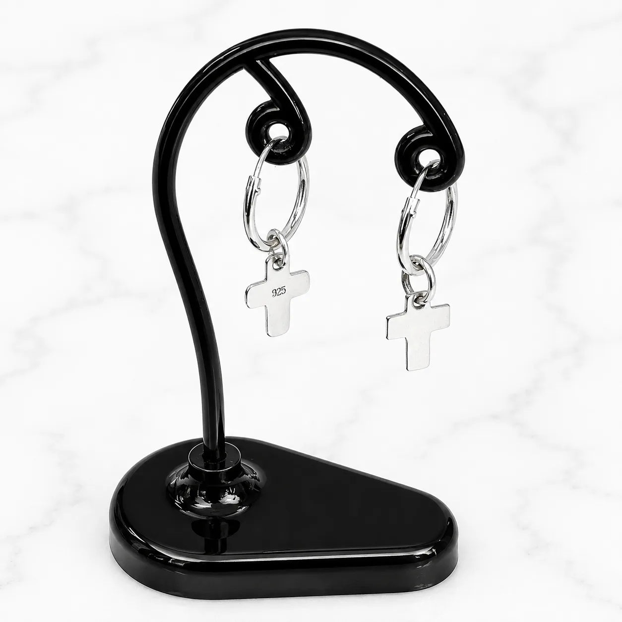 Aros argollas con colgante cruz 12mm
