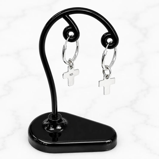 Aros argollas con colgante cruz 12mm