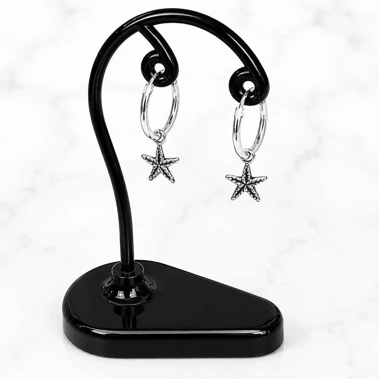 Aros argollas con colgante estrella de mar 12mm