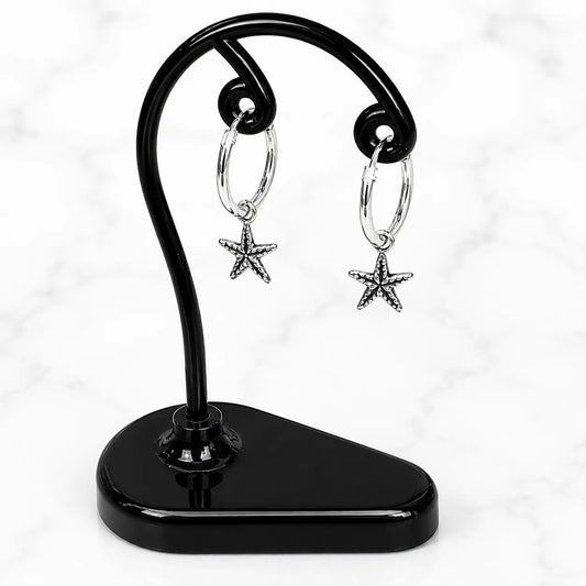 Aros argollas con colgante estrella de mar 12mm