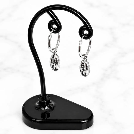 Aros argollas con colgante concha 12mm