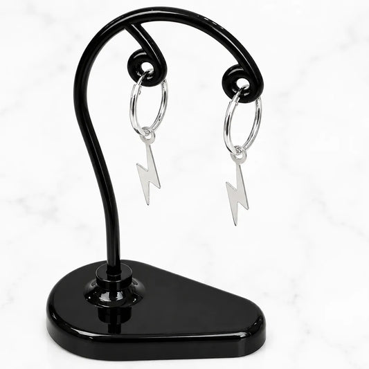 Aros argollas con colgante rayo 12mm