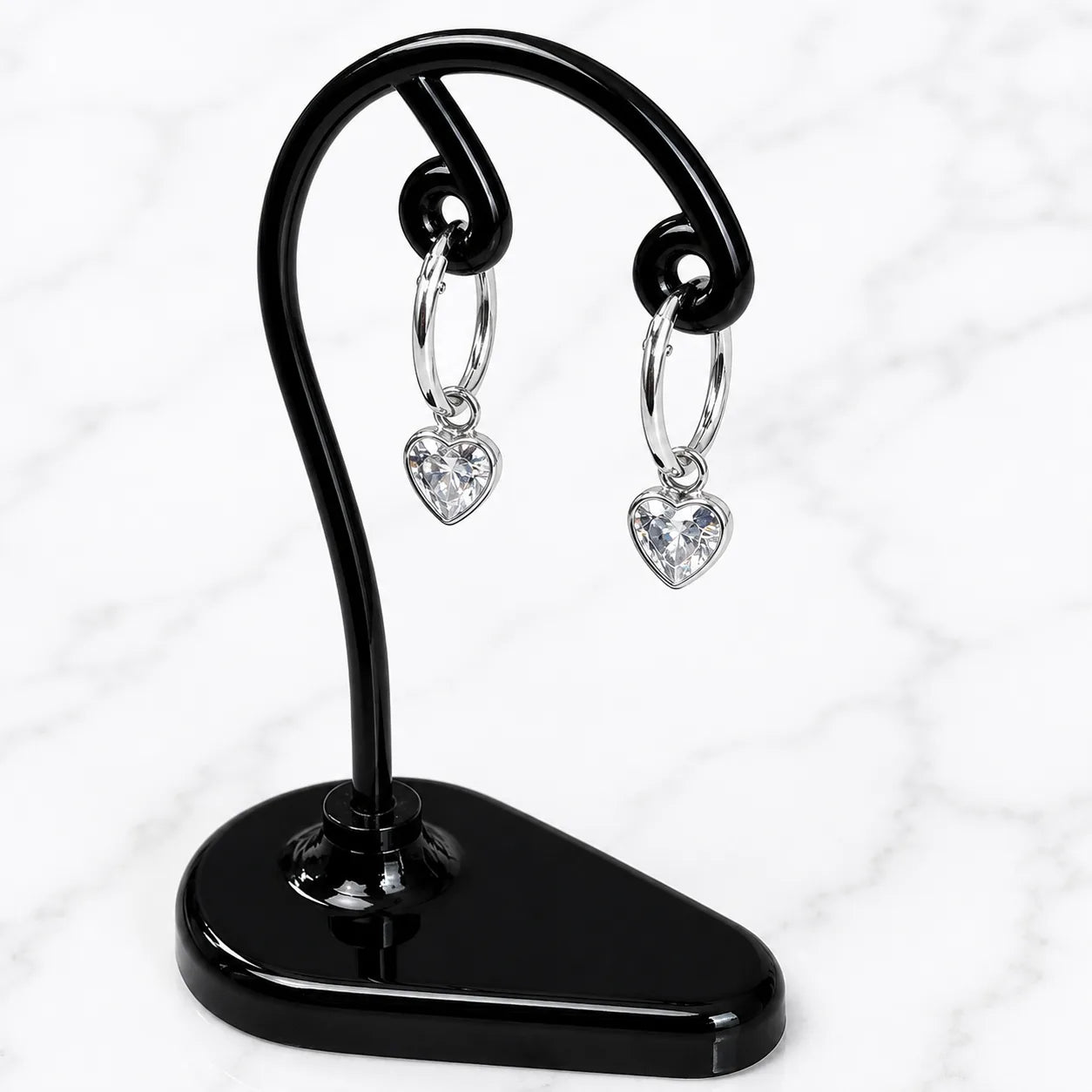 Aros argollas con colgante corazón circón 12mm