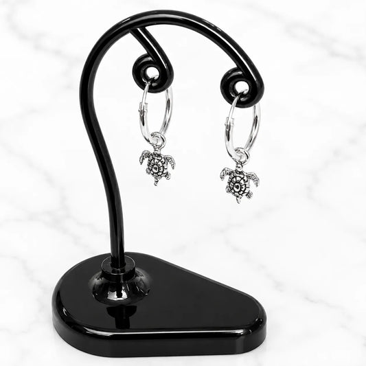 Aros argollas con colgante tortuga 12mm