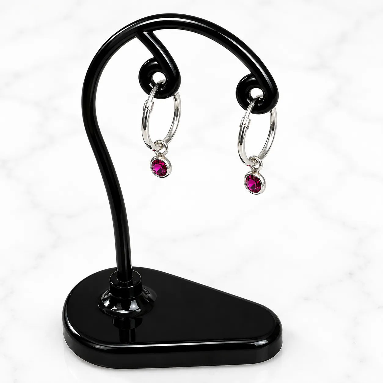 Aros argollas con colgante circón rojo 4mm