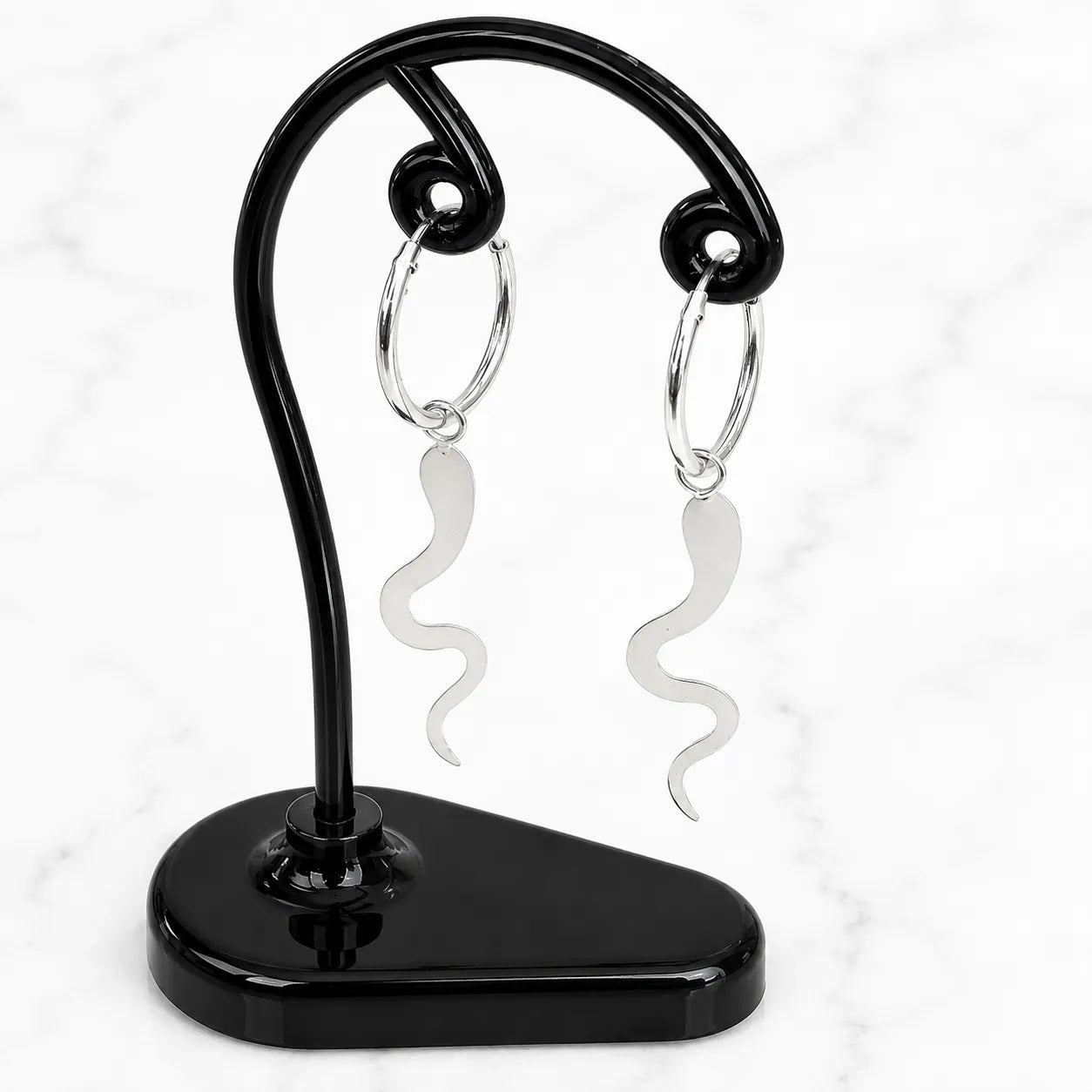 Aros argollas con colgante serpiente 12mm