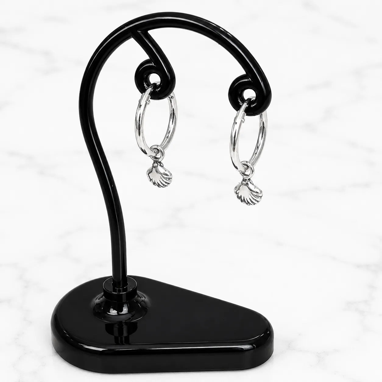 Aros argollas con colgante concha 12mm
