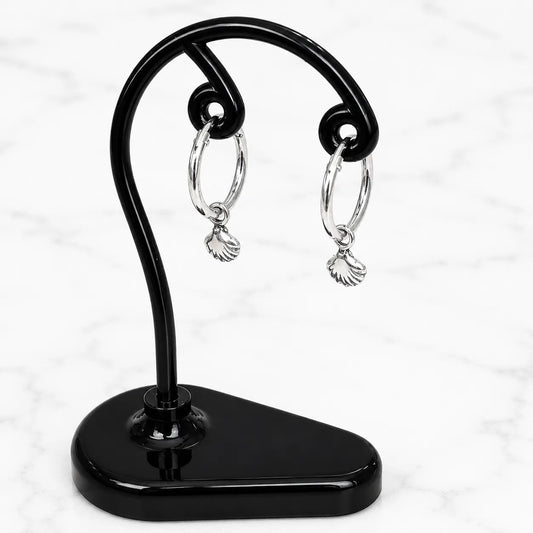 Aros argollas con colgante concha 12mm