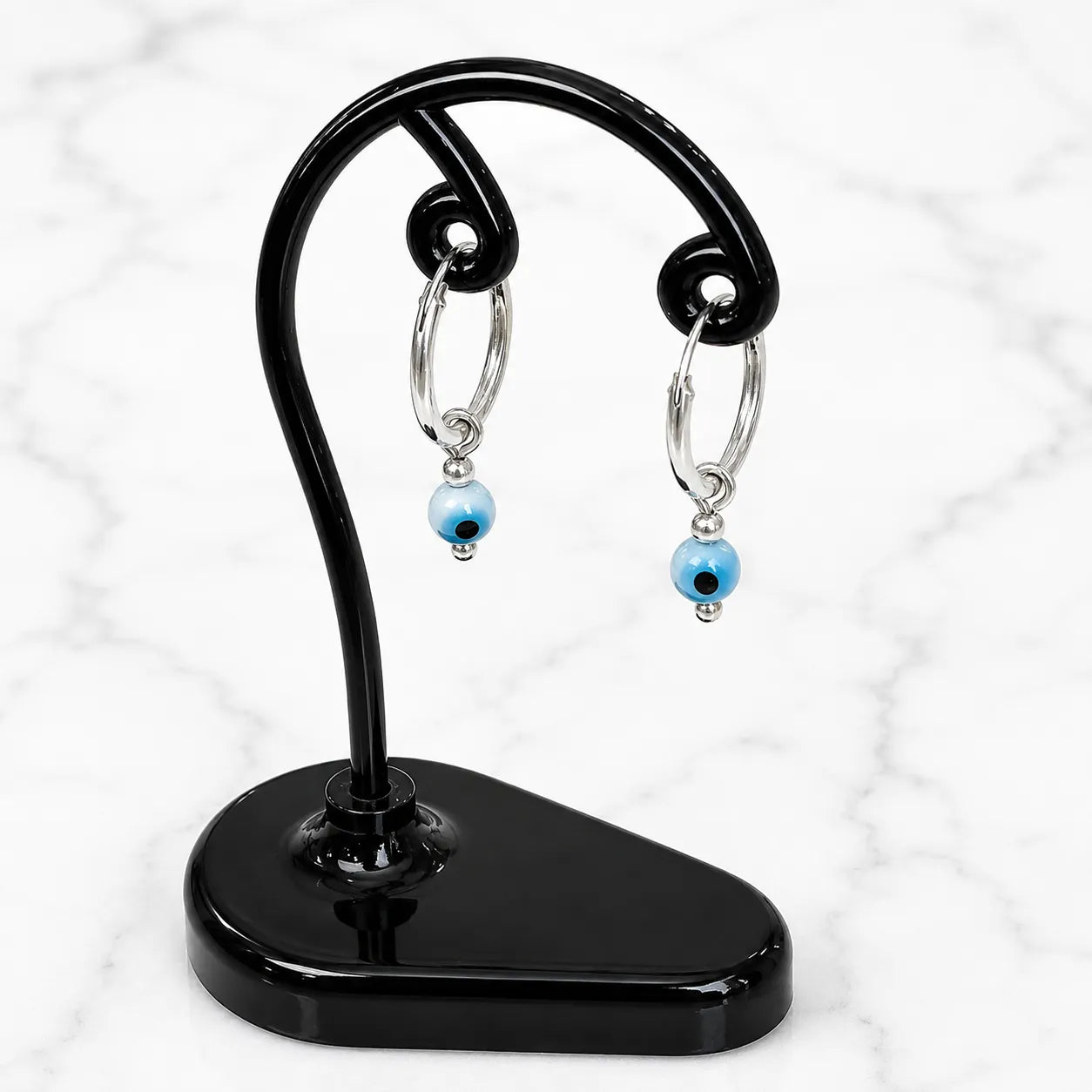 Aros argollas con colgante ojo turco 12mm