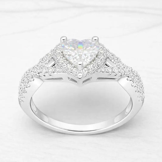 Anillo corazón circón grande