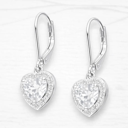 Aros largos corazón circón clip